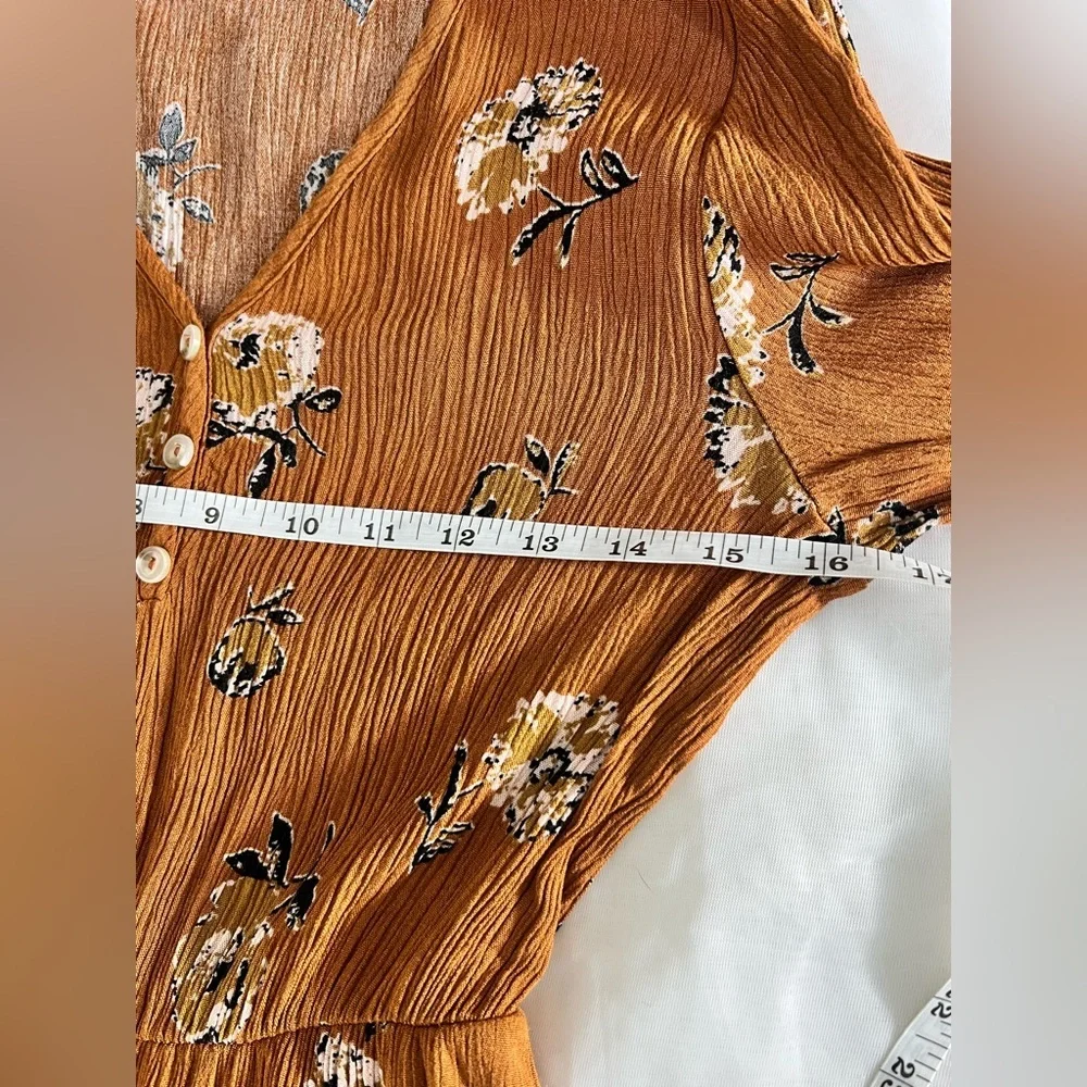 Stitchfix French Grey Brown Floral MIDI Cottagecore Milkmaid Dress Size Large